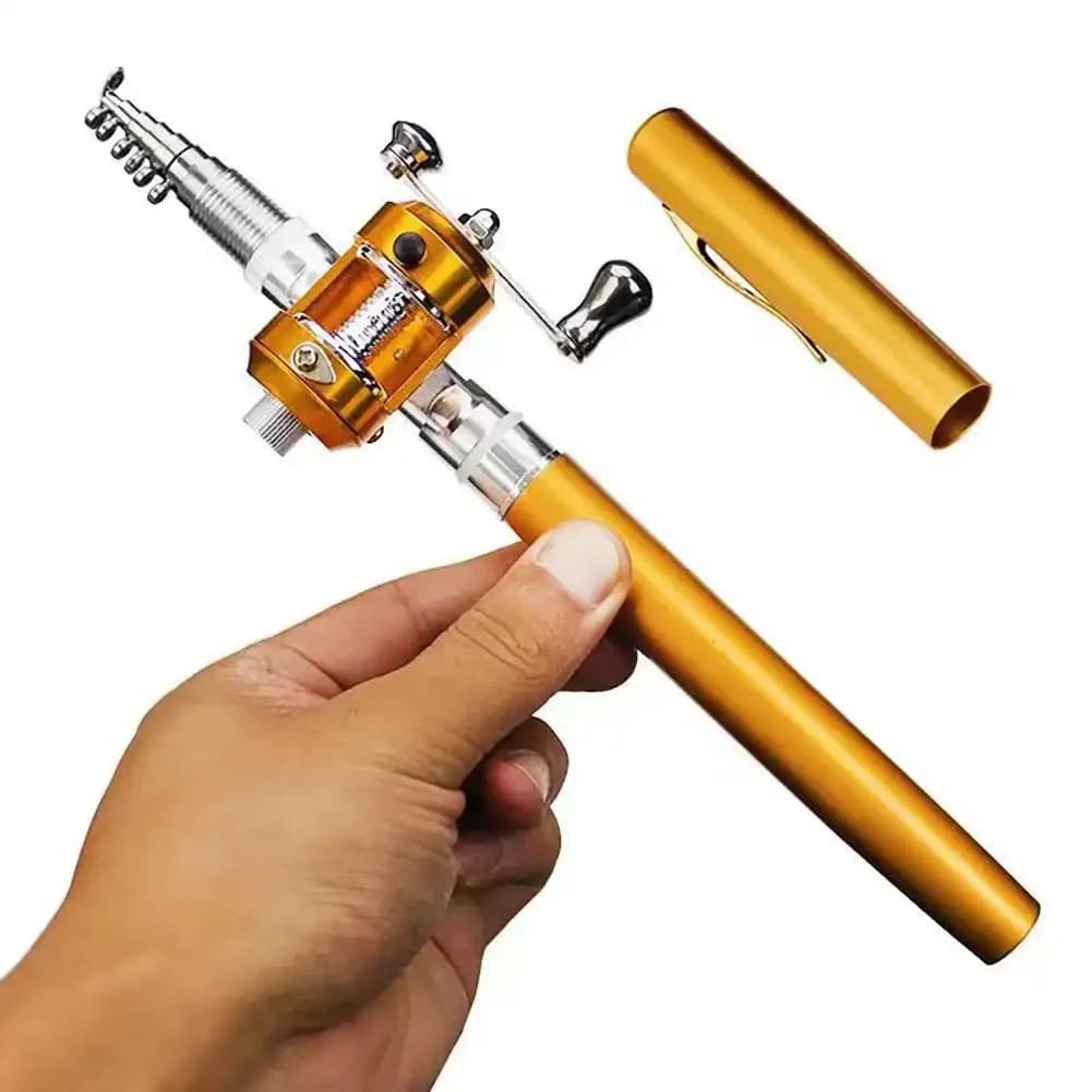 Mini canne télescopique portable 1-1.6m format stylo pliable pour pêche nomade et urgence