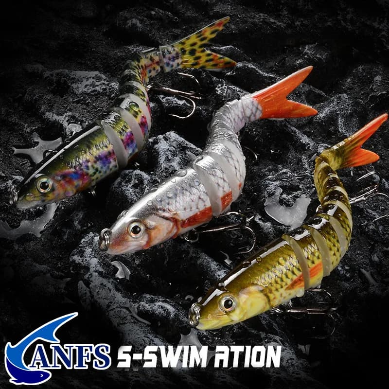 Leurre de pêche multi-articulé swimbait crankbait coulant lent bionique pour truite et perche eau douce