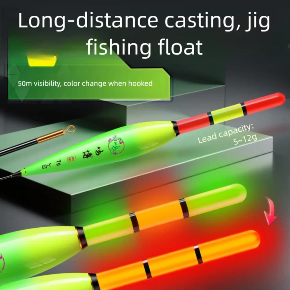 Flotteur électronique indicateur 2 lumières pour pêche de nuit - tube coulissant longue queue roche
