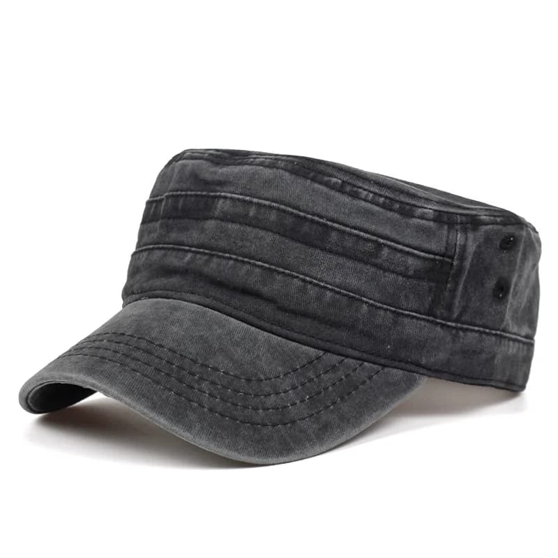 Casquette plate vintage homme ajustable épaisse pour l'hiver - Chapeau militaire chaud pêche
