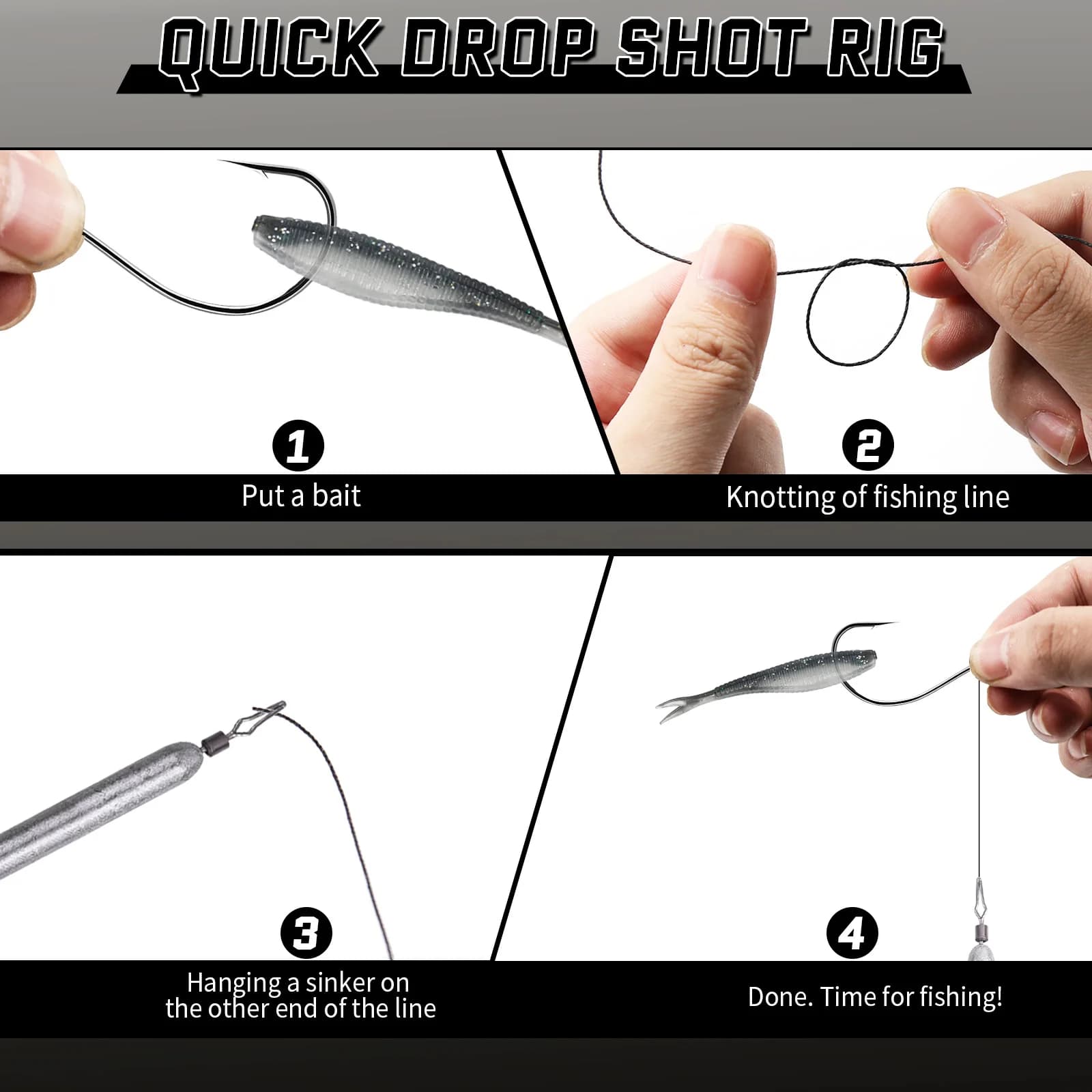 Hameçons drop shot 9KM 50-200 pièces nickel noir wacky rig pêche bass mer eau douce