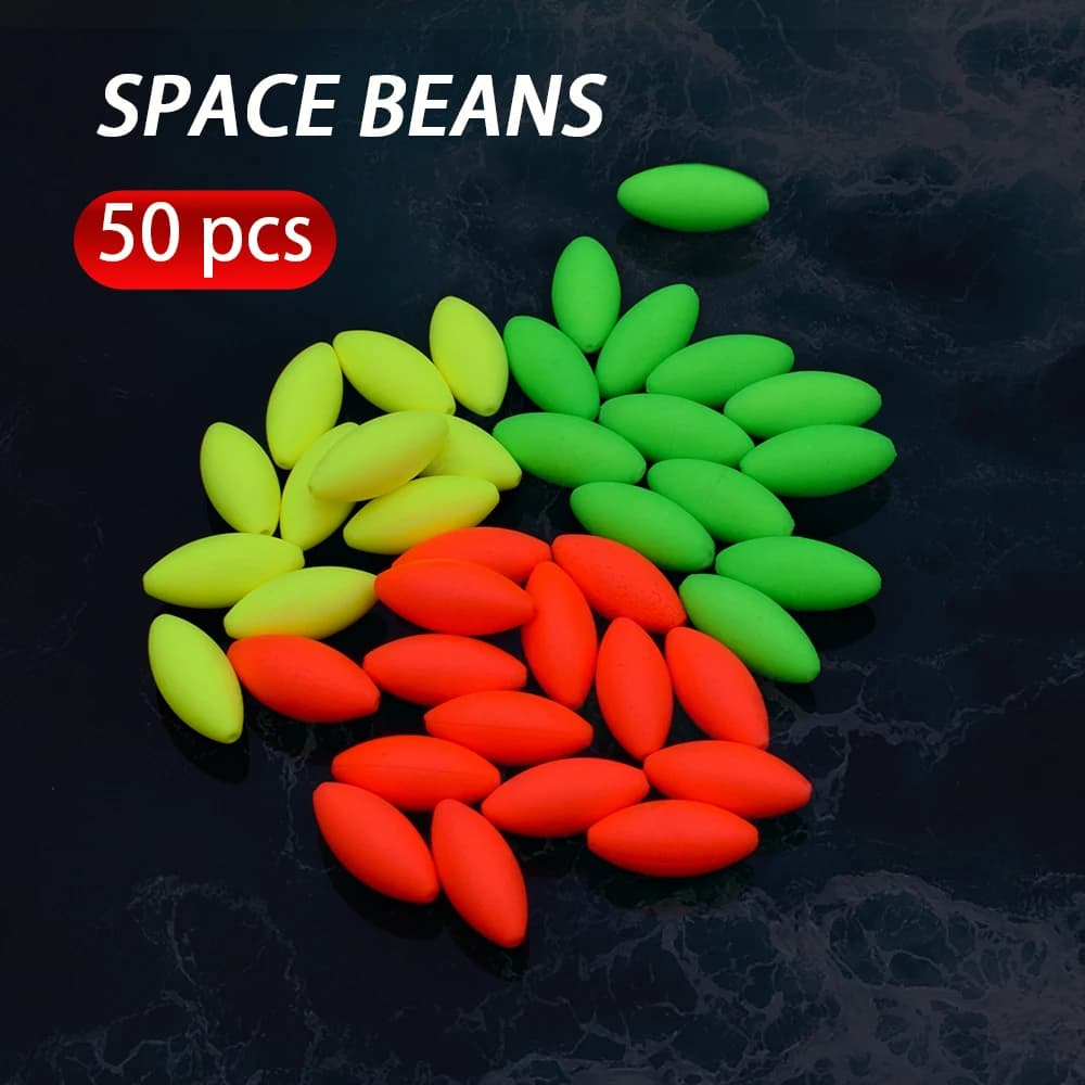 50 flotteurs bicolores ovale et olive pour pêche en étang, flotteurs en mousse haute visibilité avec queue renforcée