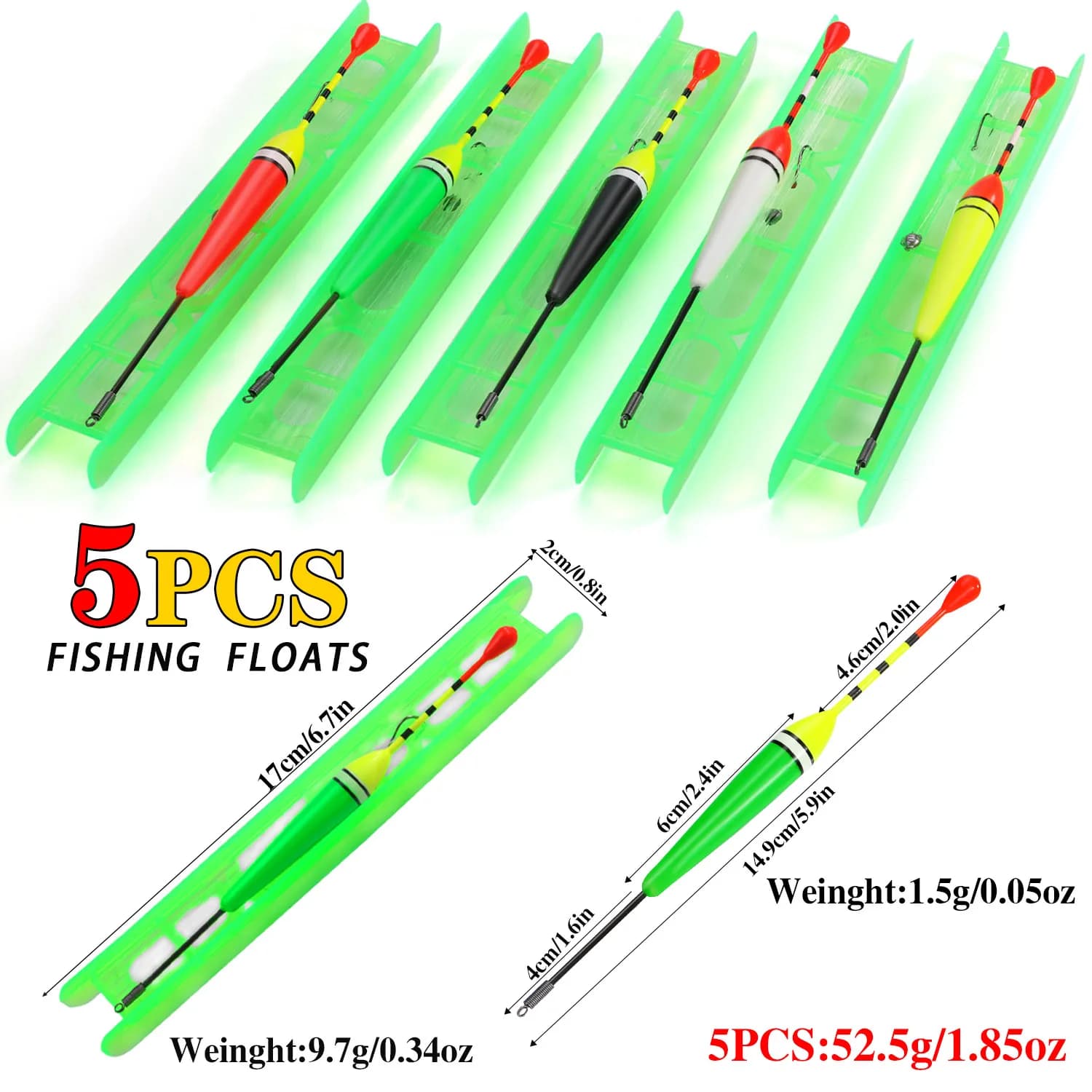 Sougayilang 5 flotteurs de pêche chinois avec triple hameçon - Accessoires de pêche polyvalents pour tous poissons