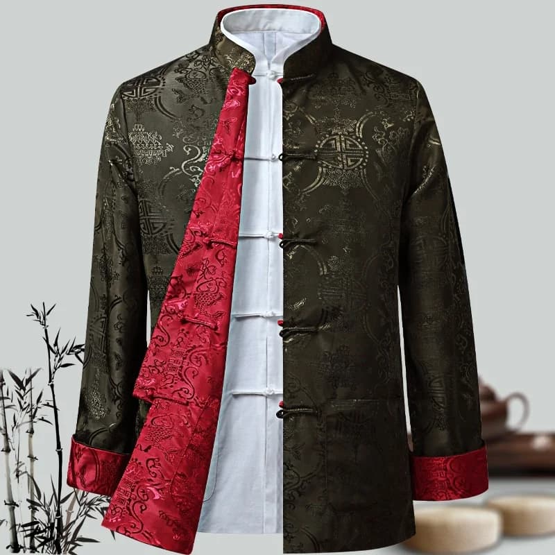 Chemise dragon chinois homme traditionnelle - Veste Hanfu pêche cérémonielle style asiatique élégant