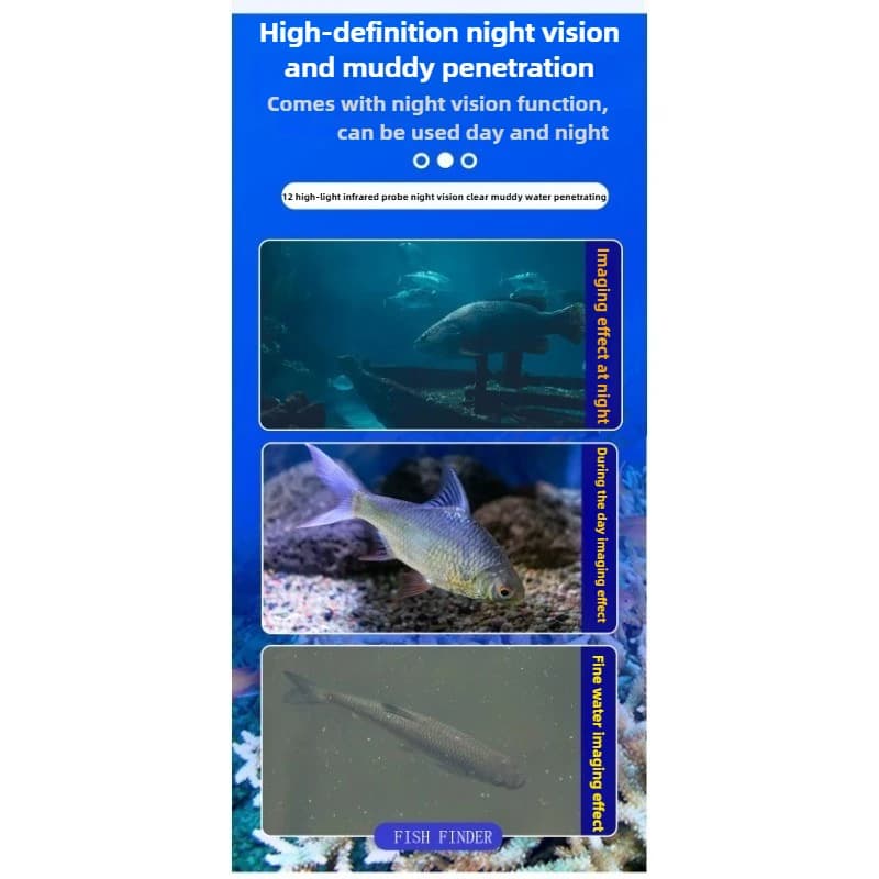 Sondeur visuel étanche 5 pouces tactile ultra-clair - Caméra de pêche avec détection température et profondeur
