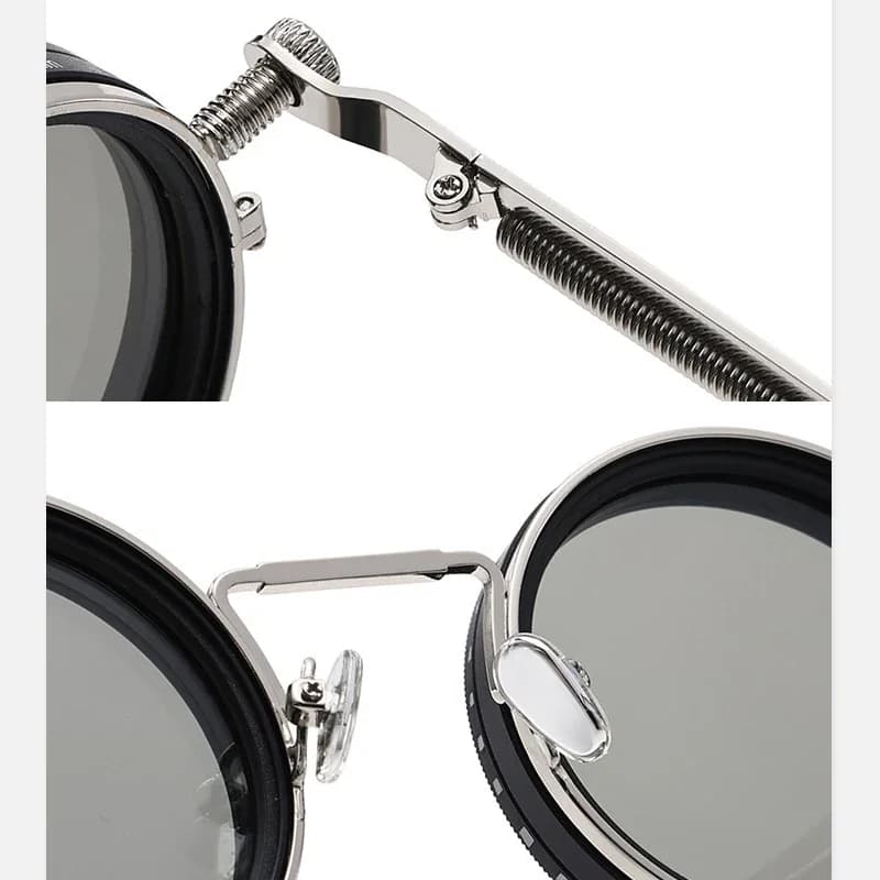 Lunettes de soleil rondes polarisées ND9 réglables pour pêche rétro punk et outdoor UV400