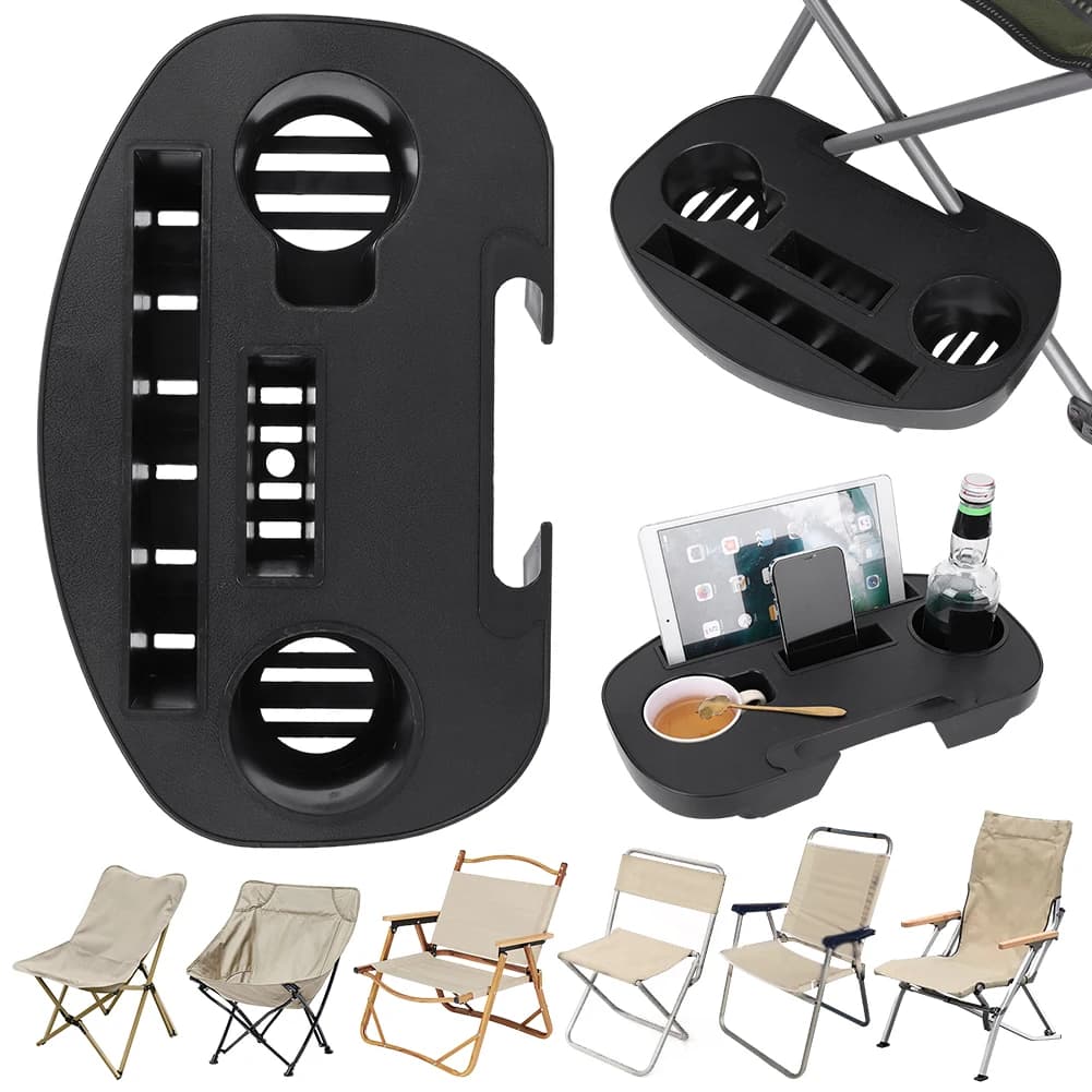 Tablette latérale avec emplacement téléphone pour chaise pliante portable multifonction camping pêche