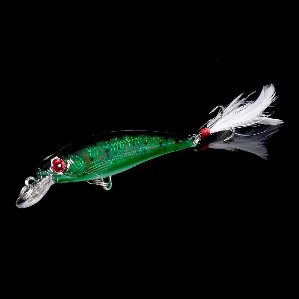 10 leurres artificiels minnow avec plume pour attraper sandre et perche, appâts crankbait 9cm 7g pour pêche rapide