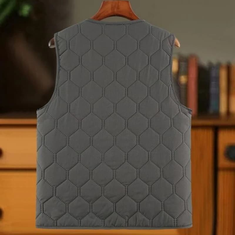 Gilet homme sans manches polaire épais hiver col V boutonnés plaid casual