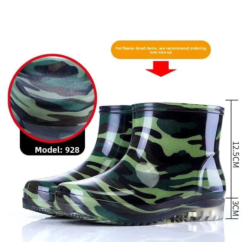 Bottes de pluie camouflage tube haut adulte waterproof antidérapantes pêche chaussures aquatiques camouflage