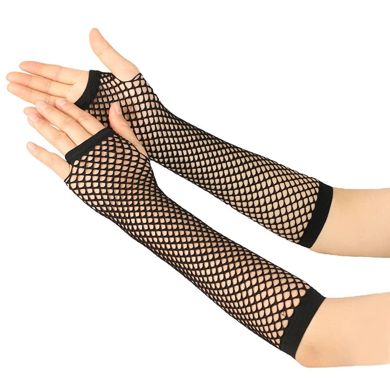 Gants de pêche femme filet noir sans doigts style punk pour soirées pêche et événements nautiques