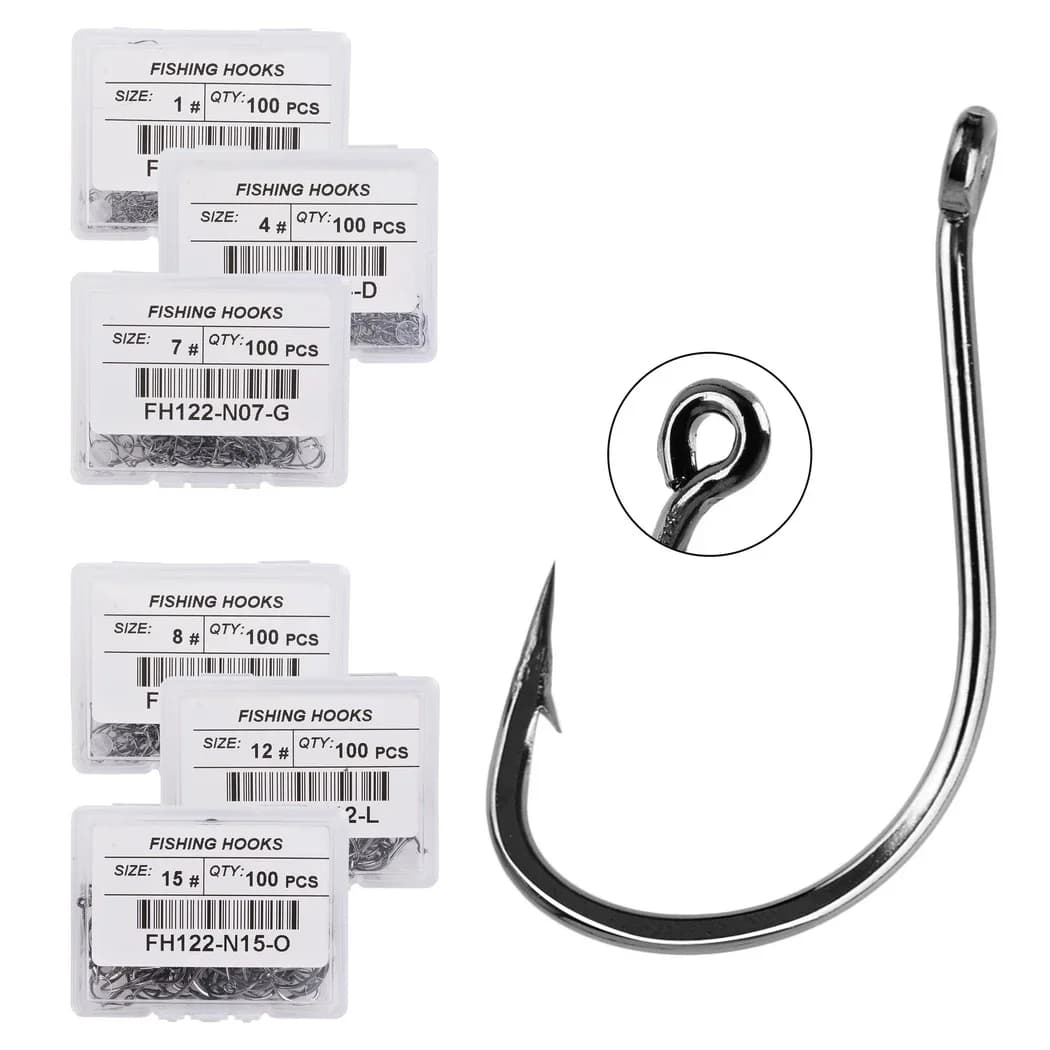 Hameçons de pêche Izu Japon boîte 100 pièces acier haute teneur en carbone pour vers et