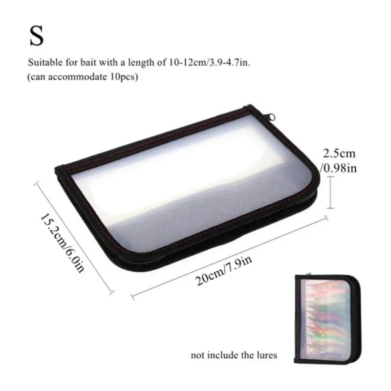Sac rangement leurres plastique transparent double fermeture étui pêche portable visuel hameçons