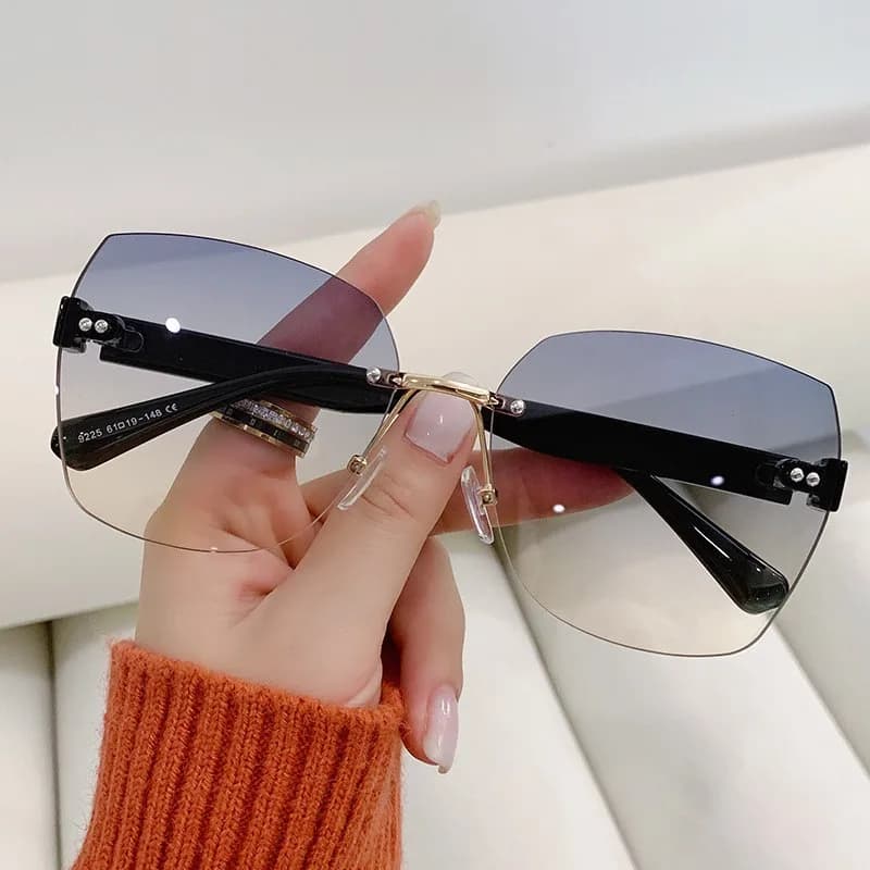 Lunettes frameless polygone irrégulier coréen conduite protection solaire femmes pêche 9225