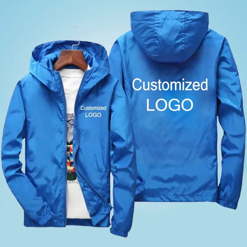 Veste légère à capuche personnalisable - Printemps automne coupe-vent décontractée pour homme