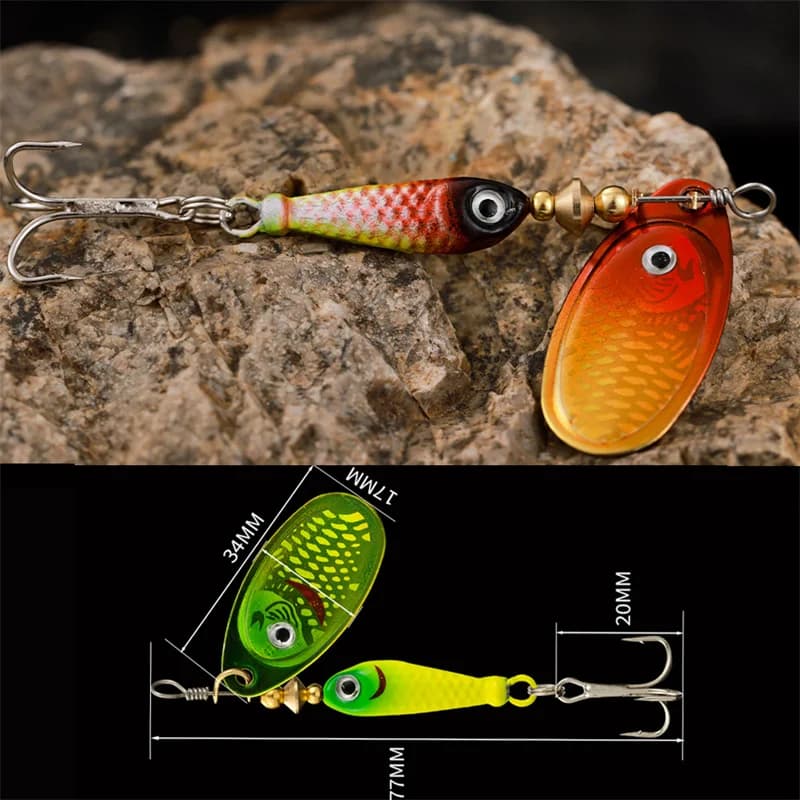 Leurre métal tournant 9,1g 7cm avec sequins pour brochet sandre perche et black bass