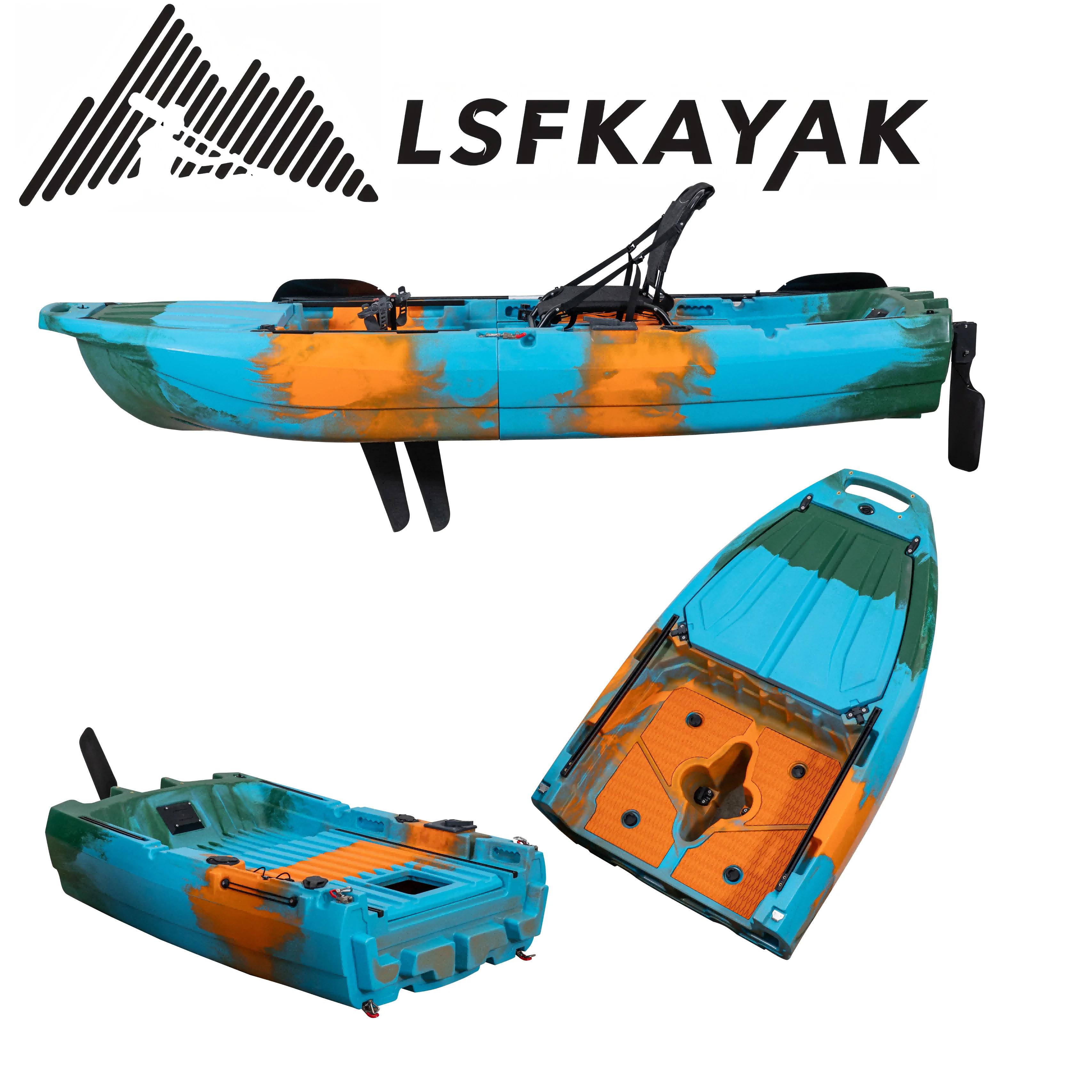 Kayak pêche modulaire 2 sections ultra-large 10 pieds - Canoë à pédales monoplace populaire en gros