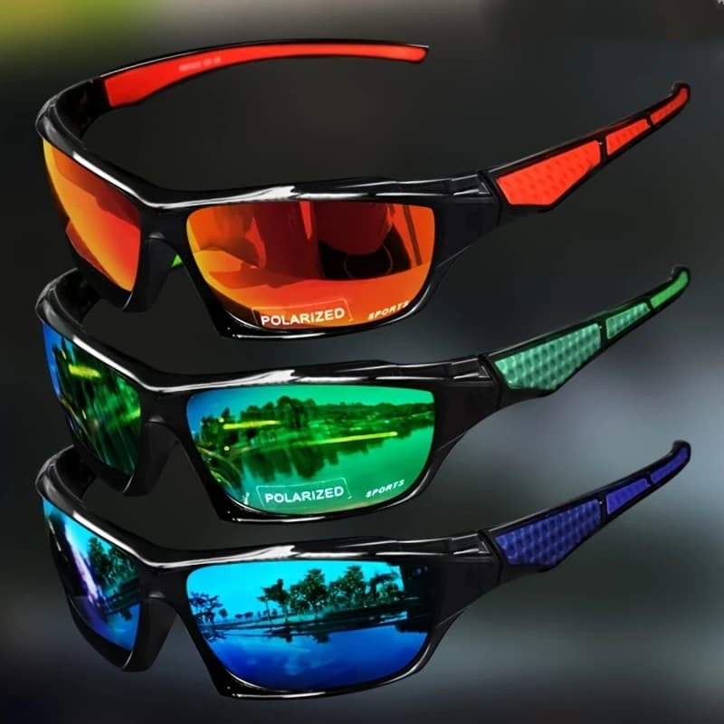 Pack 1-3 lunettes sport polarisées légères vision nocturne pour pêche vélo conduite homme