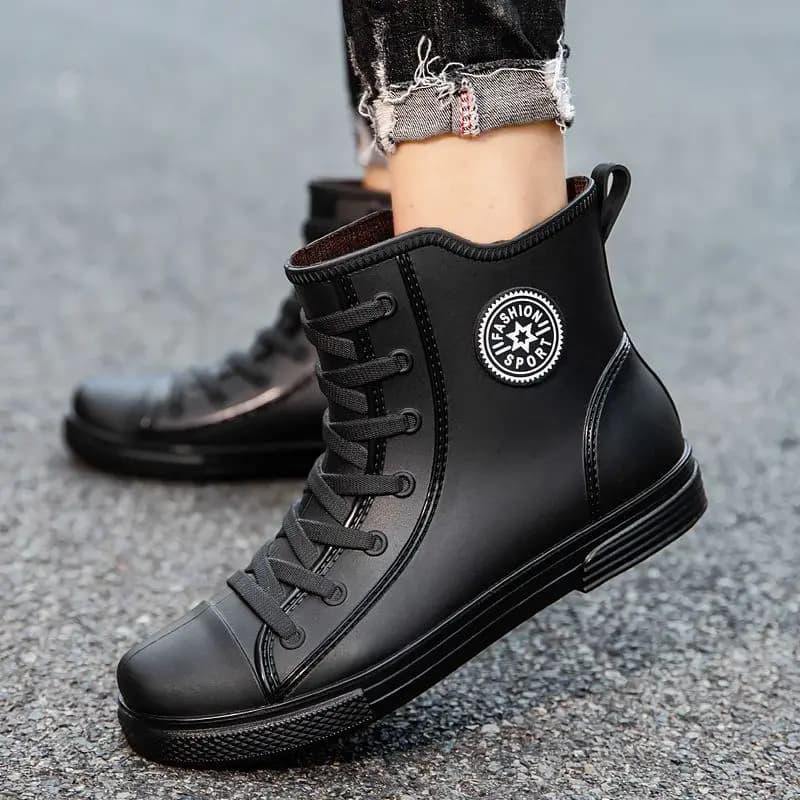 Bottes de pluie homme 2025 doublées polaire imperméables mode pas cher pêche boue