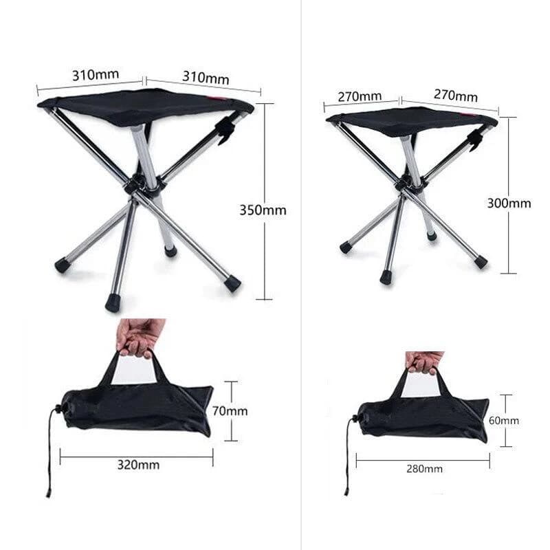 Tabouret de pêche télescopique pliant en acier inoxydable avec sac de rangement