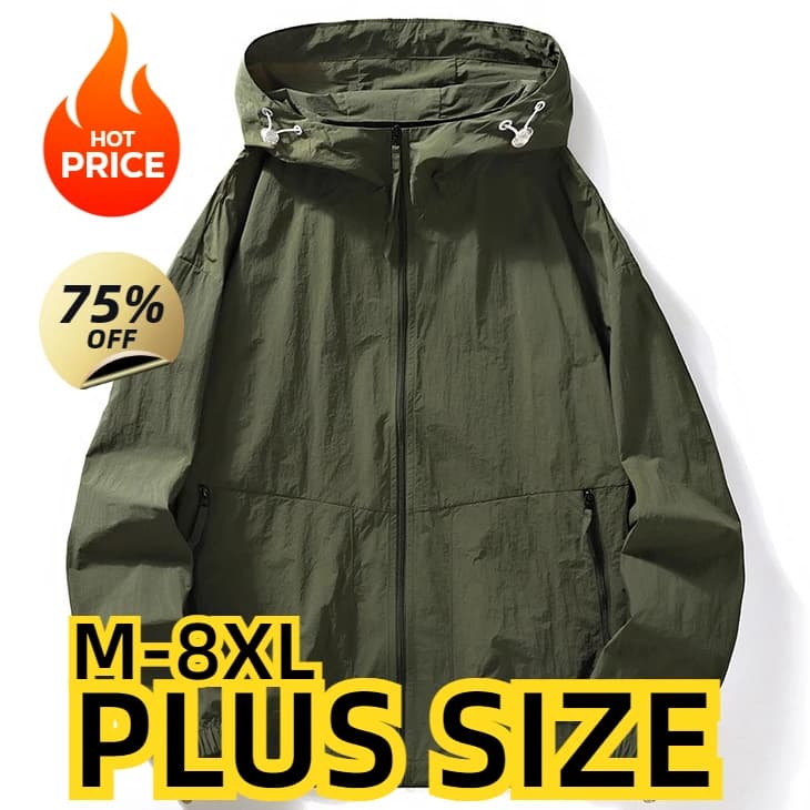Veste pêche homme grande taille été capuche fine imperméable protection sol vêtement séchage rapide coupe-vent
