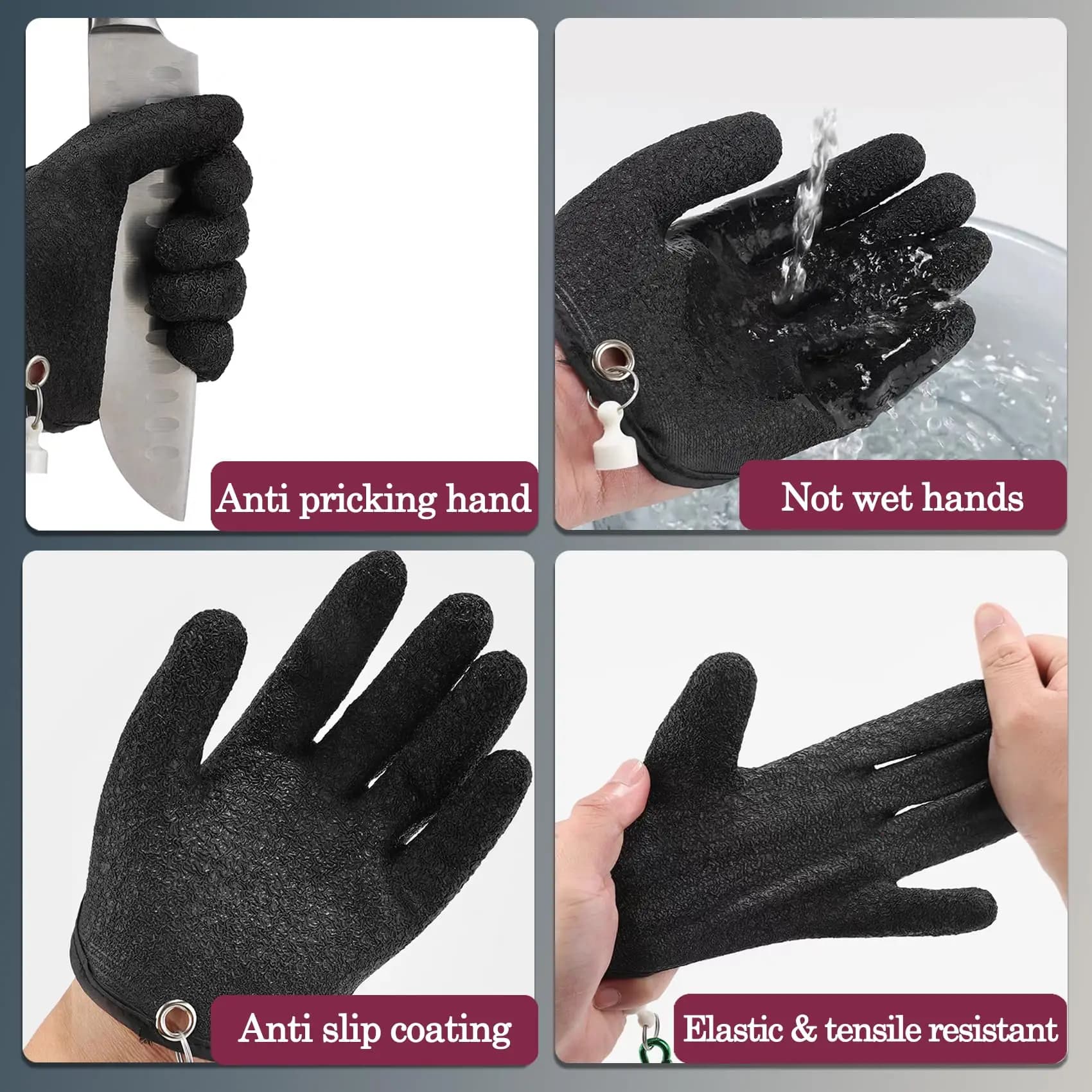 Gants de pêche professionnels anti-dérapants avec aimant - Protection mains pêcheur chasse