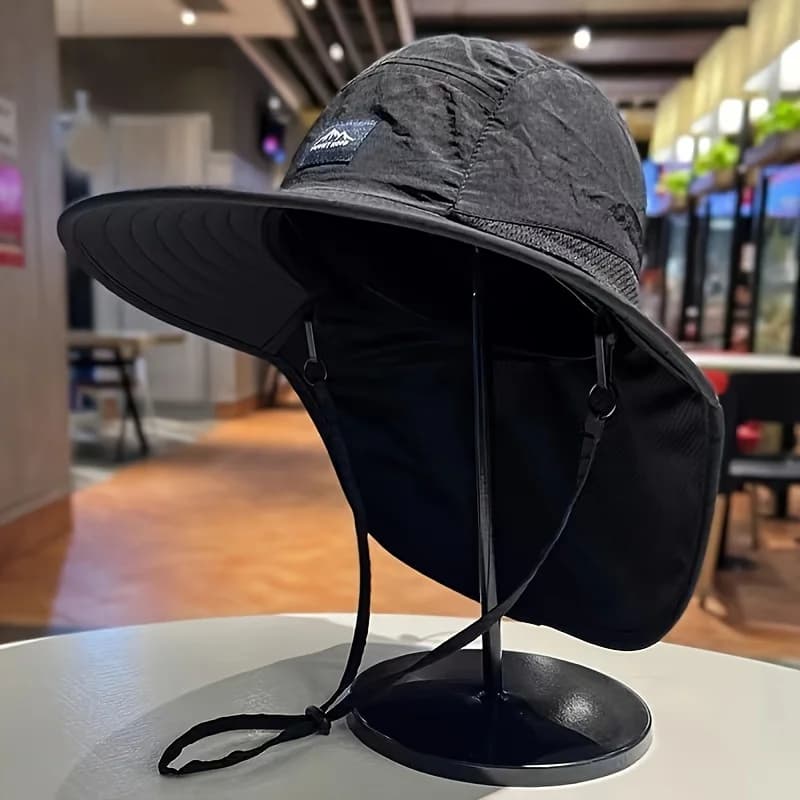 Chapeau de pêche noir en fibre de carbone léger et durable pour randonnée et camping
