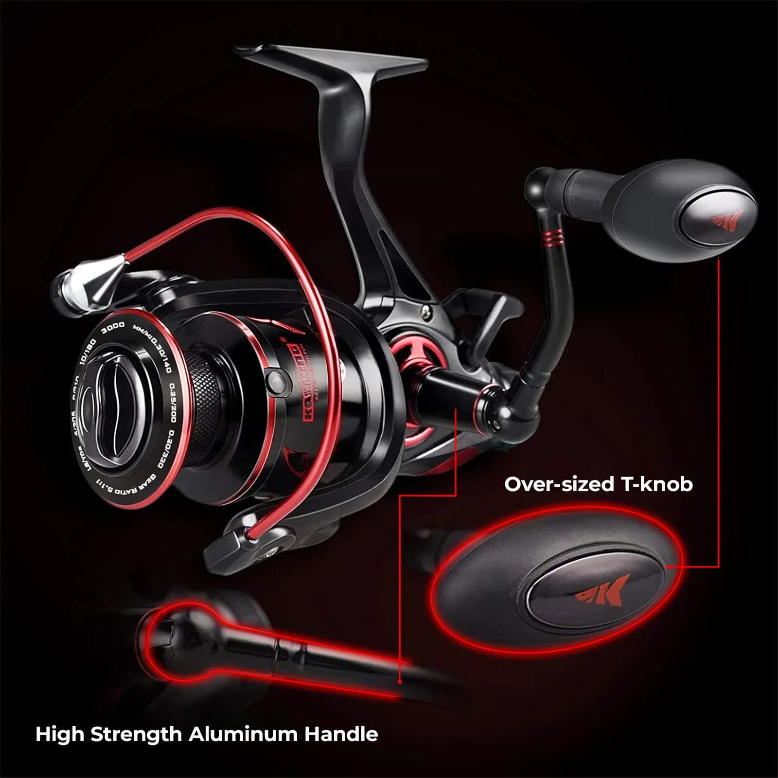 Moulinet pêche spinning KastKing Sharky Baitfeeder III - Frein carbone et roulements acier pour live liner