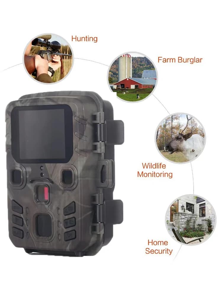 Mini301 caméra trail étanche IP65 24MP 1080P vision nocturne pour chasse et observation faune