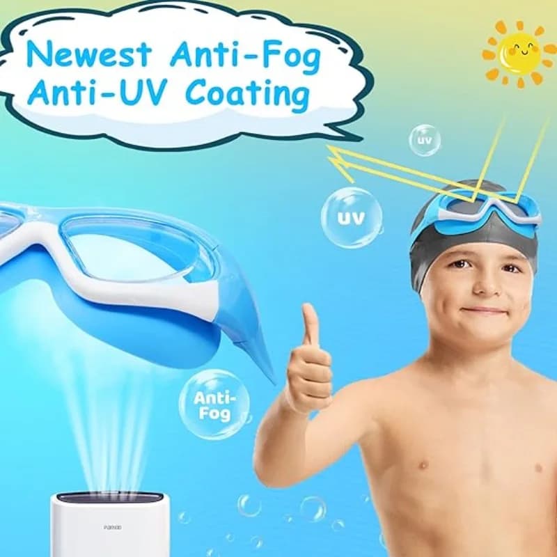 Lunettes de natation enfants anti-buée grand cadre UV étanches 3-15 ans - Entraînement piscine plage