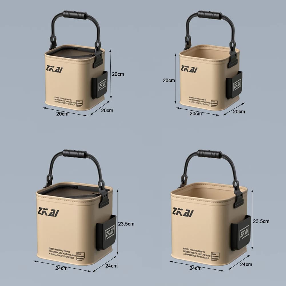 Seau de pêche pliable 8L/13L - Grand capacité transport main robuste pour camping et pêche