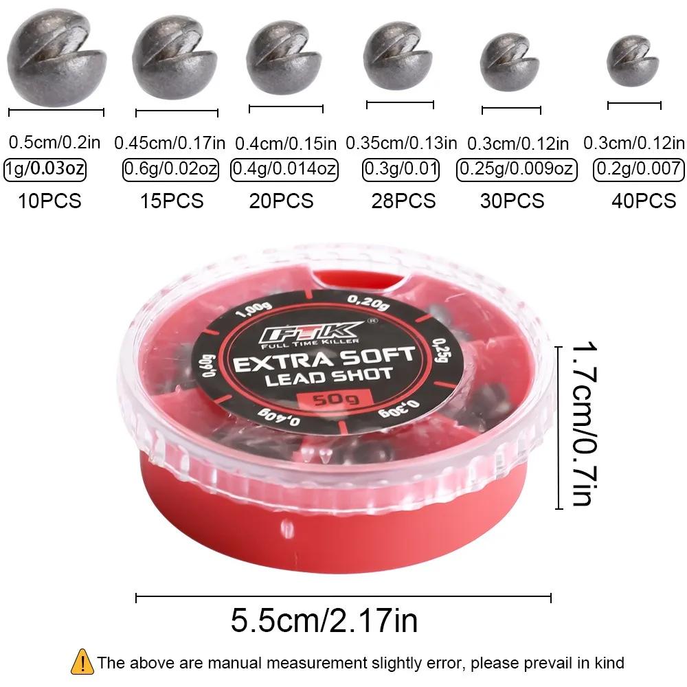 Plombs de pêche plombés extra souples 50g assortis (0.2g à 1.0g) pour montage ligne flottante et