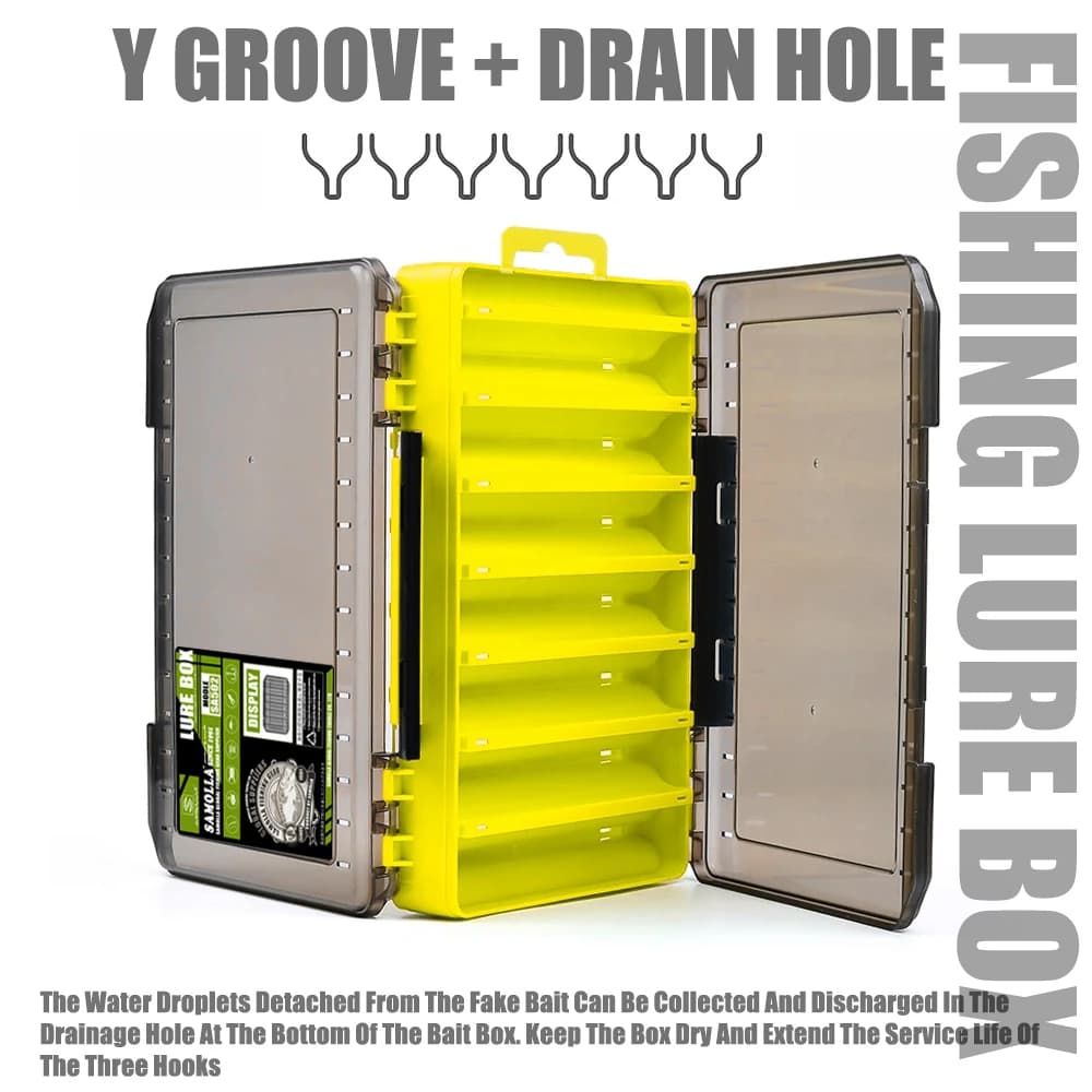 Boîte à pêche compacte double face SAMOLLA - Organisation optimale pour leurres, hameçons et appâts