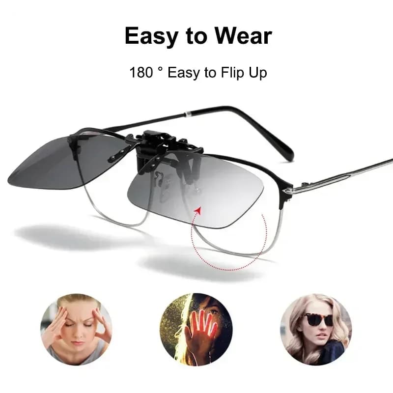Clips lunettes polarisés vision nocturne conduite - Accessoire UV400 pour sunglasses existants