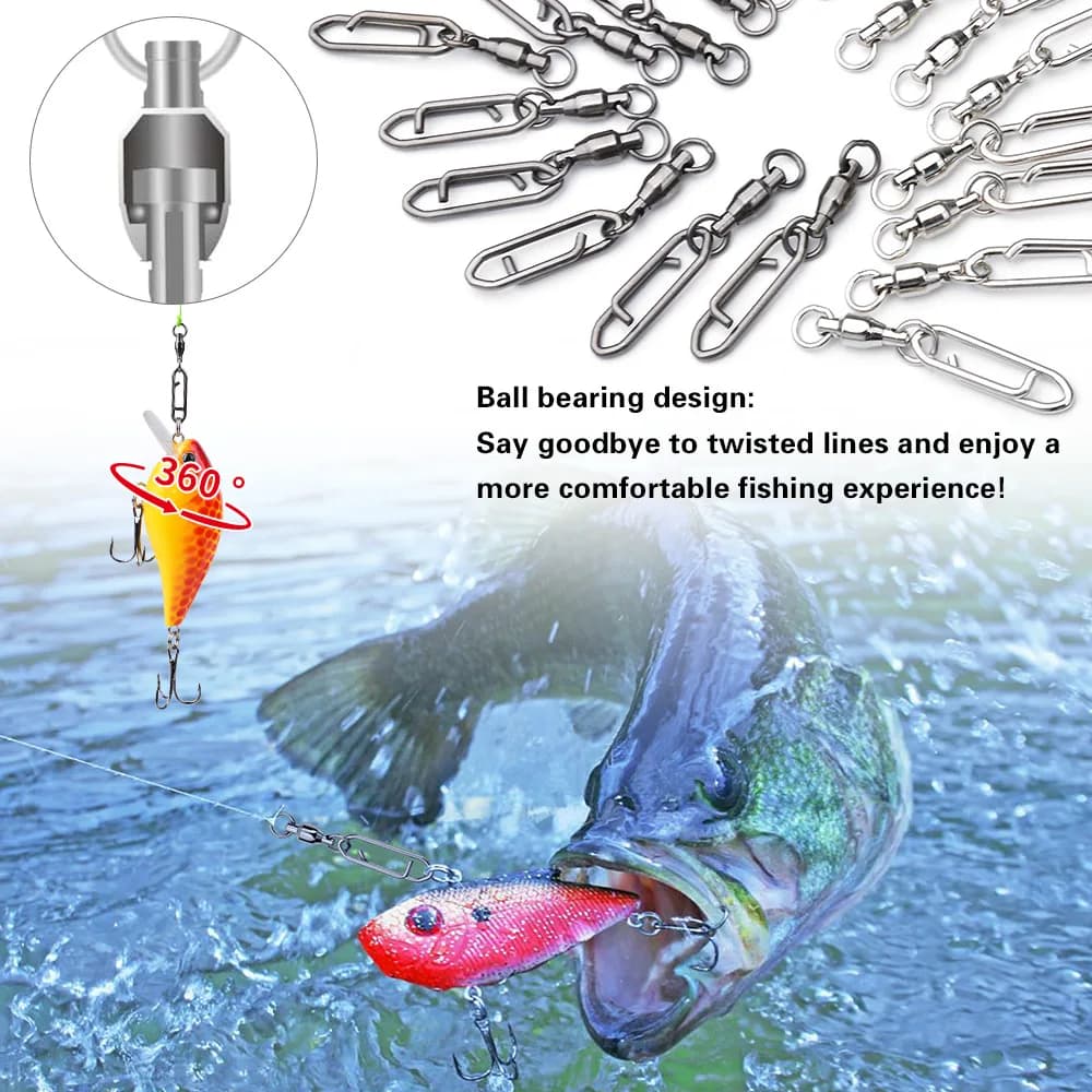 1/10Pcs Fishing Bearing Rotary Connector 0#-2# Silver Strong 360 ° Fishing Bait