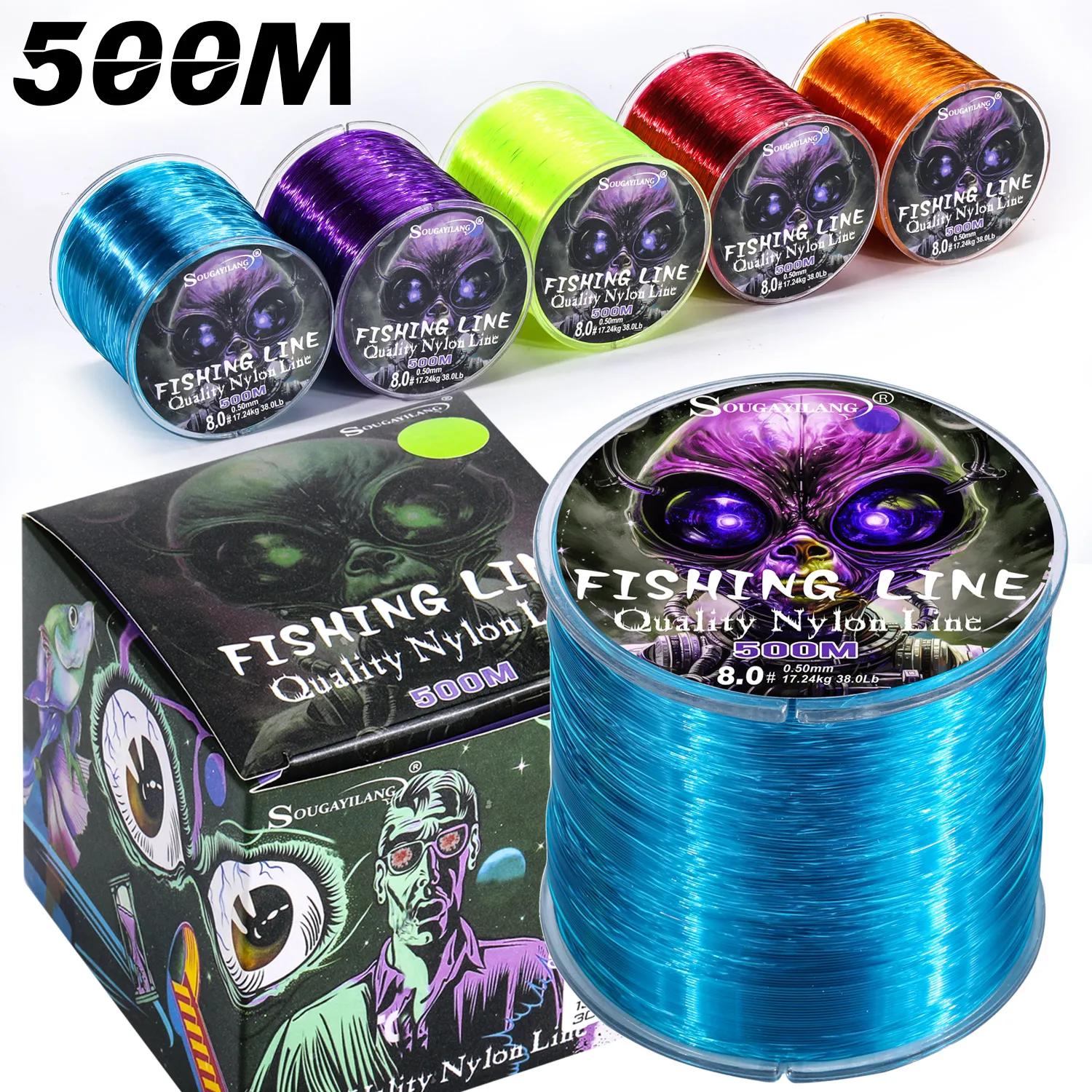 Ligne nylon Sougayilang monofilament 500M 0.14-0.50mm pêche eau douce matériau supérieur