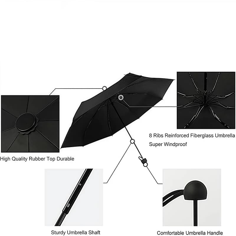 Mini parapluie pliable double usage avec étui de rangement et protection UV pour pêche et outdoor