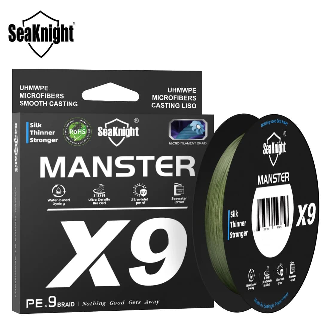 Ligne de pêche SeaKnight MANSTER X9 9 brins 500M anti-UV couleur durable 2024 nouvelle PE
