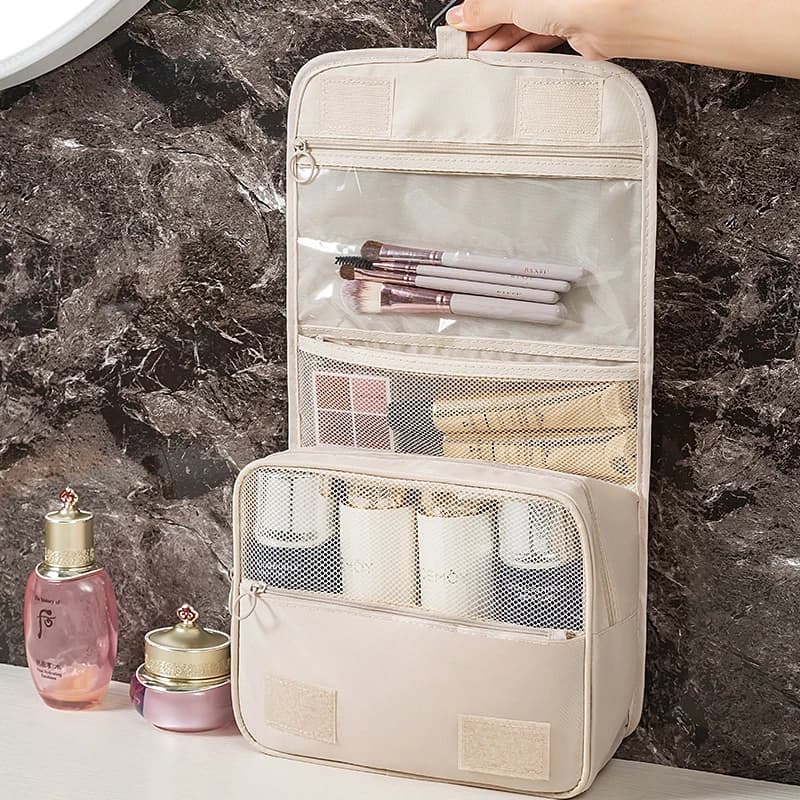Sac de voyage multifonction avec crochets pour cosmétiques et produits de toilette - organisation pratique