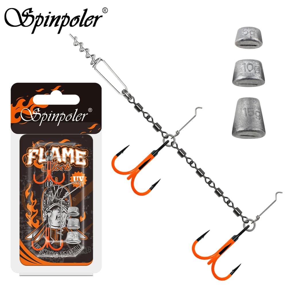 Montage pêche brochet Spinpoler stinger rig UV avec plomb réglable pour leurres souples casting