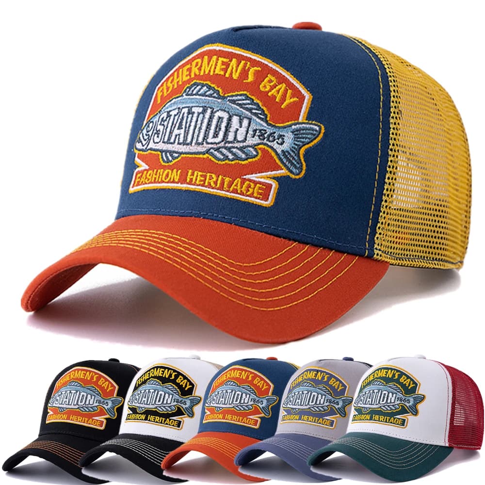 Casquette trucker pêche mesh gros poissons - Snapback respirant pour pêche sportive homme femme