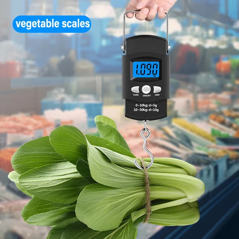 Pèse-bagages électronique LCD 10g à 50kg avec mètre ruban rétractable 100cm pour pêche voyage