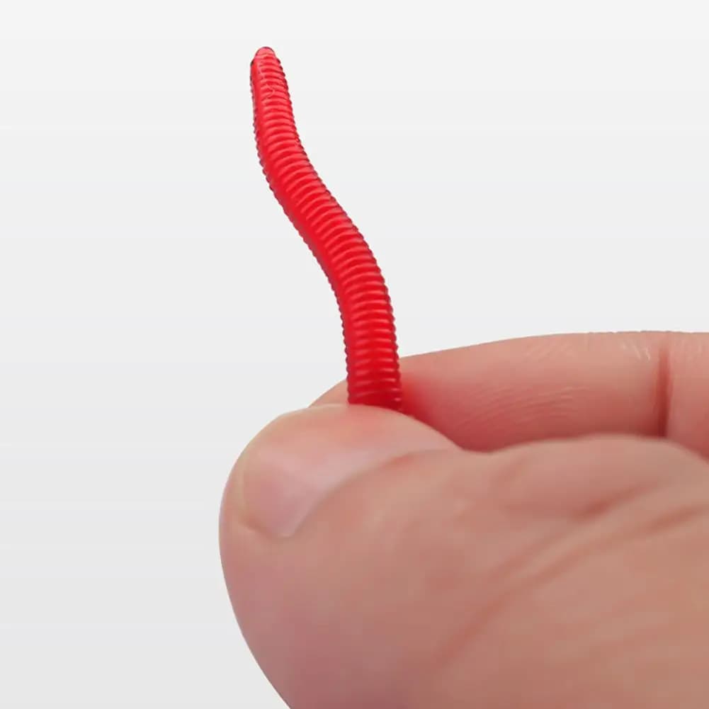 50/100 vers rouges silicone PVC appâts souples 3.5cm - leurres réalistes carpe bass pêche