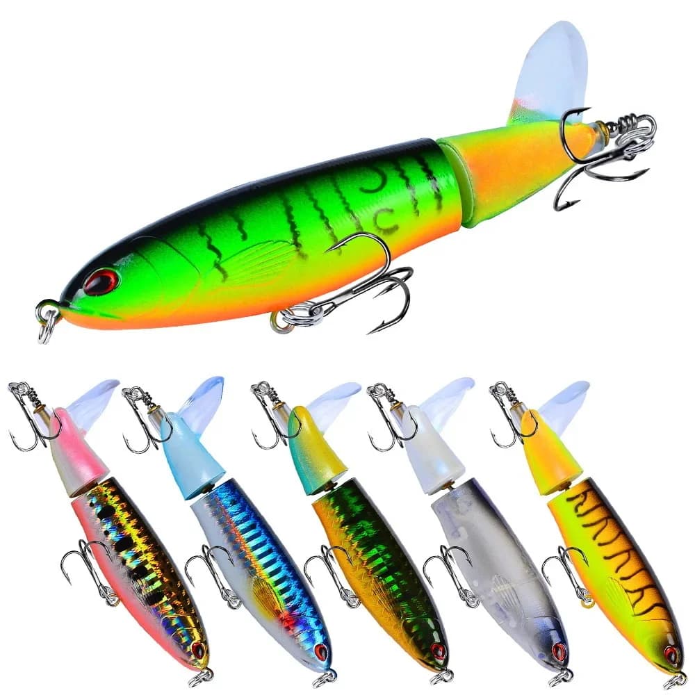 Leurre popper topwater 10-14cm avec hélice rotative pour pêche carnassier - Appât dur spinner
