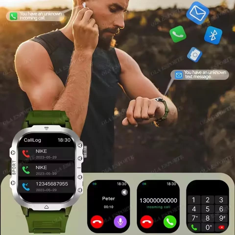 Montre militaire 2025 - GPS outdoor, suivi sport, surveillance sommeil et étanche pour hommes femmes