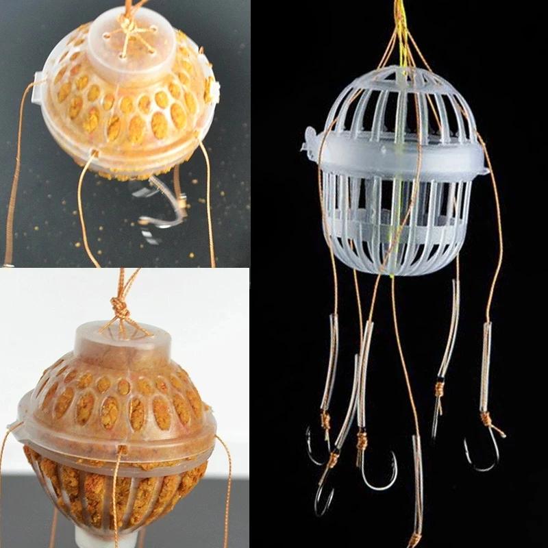 Cage amorce explosion pour carpe avec hameçons acier carbone et appâts sphériques