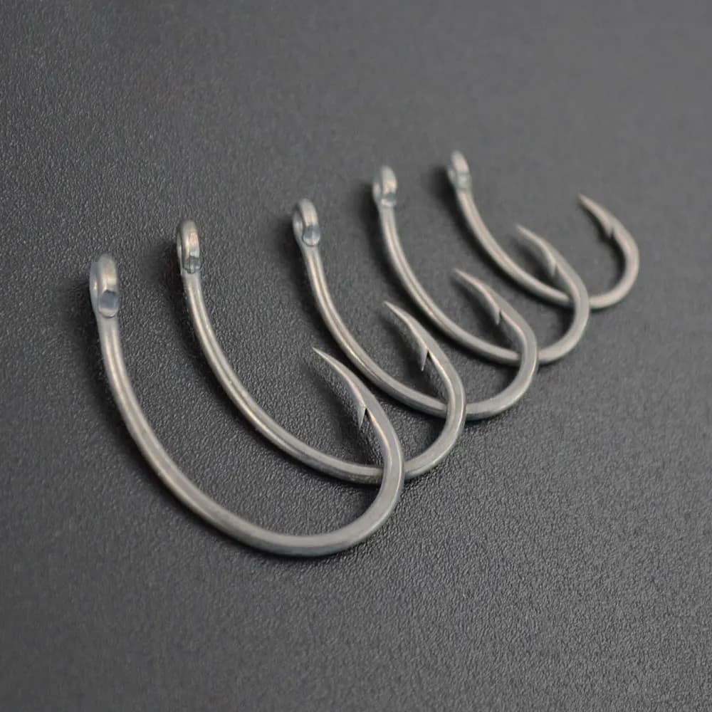 Hameçons de pêche à la carpe Hirisi 50 pièces PTFE acier carbone haute résistance boîte avec règle