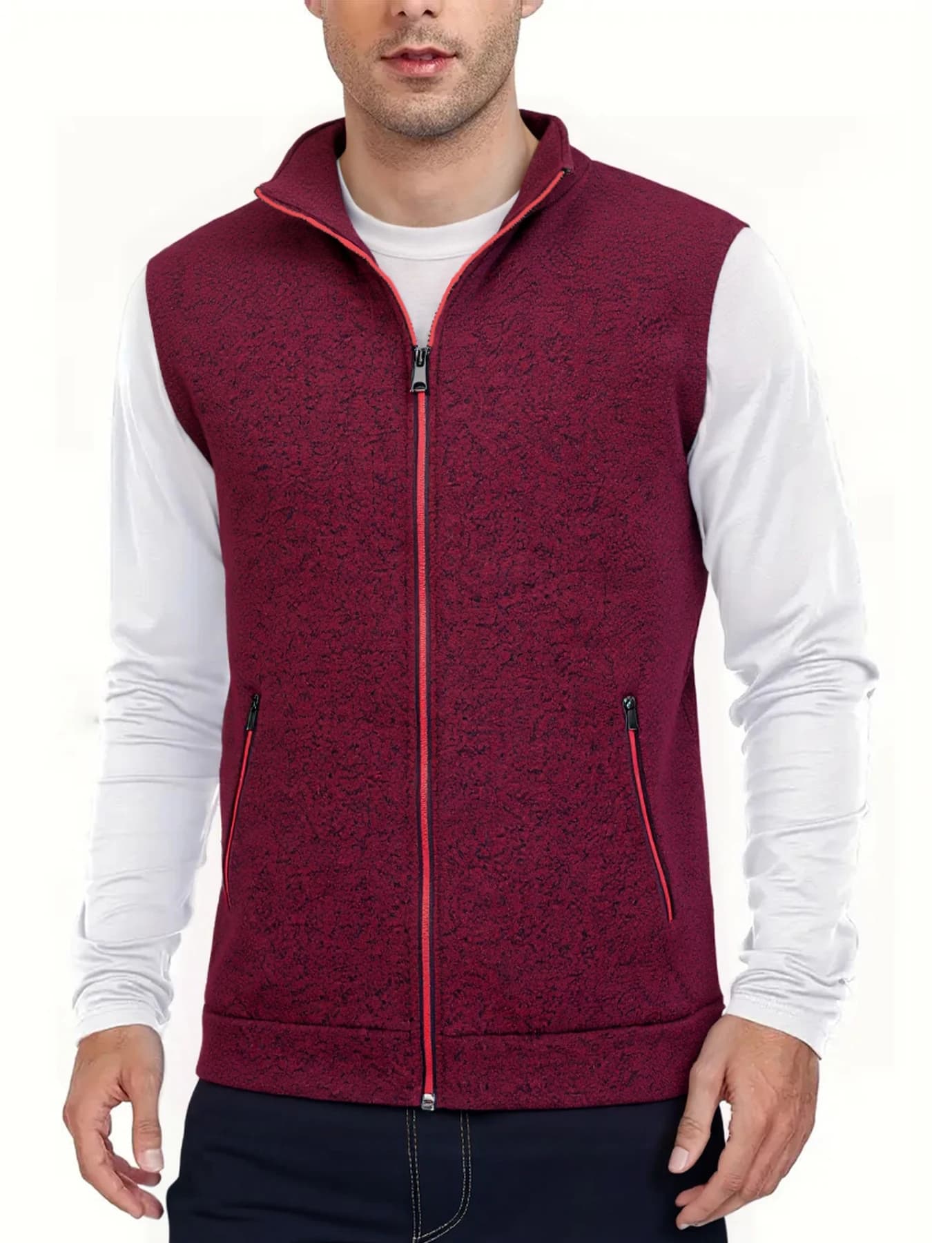 Veste sans manches homme col montant chaude décontractée streetwear pour automne hiver