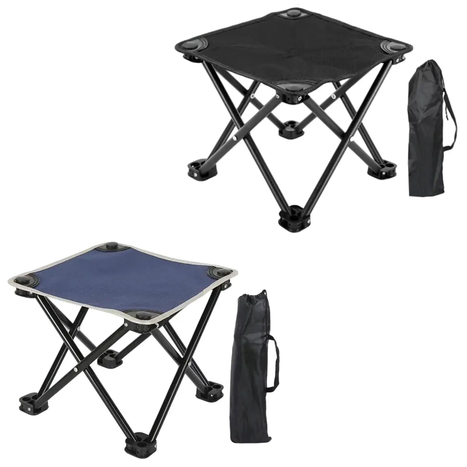 Tabouret de camping pliant avec repose-pieds et sac de transport pour pêche et randonnée