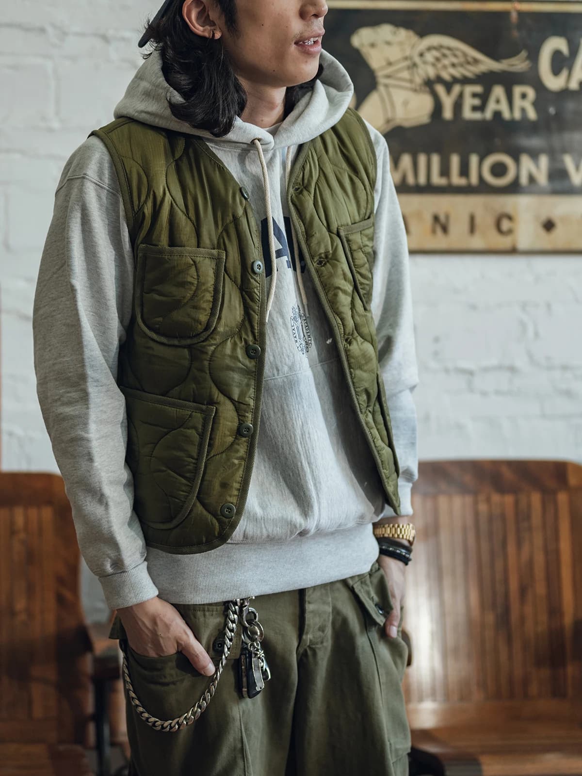 Veste légère sans manches matelassée en nylon doublure chaude pour la pêche